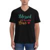COIEN Blessed to Be Called Mimi T-Shirts Man's Casual Shirt V-Neck Short Sleeve Football Jersey Black, X-Large view 2