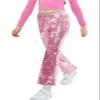LOLANTA Girls Sequin Flare Pants Sparkle Bell Bottoms Kids Elastic Waist Glitter Disco Dance Trousers(Pink,8-9Y) view 1