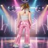 LOLANTA Girls Sequin Flare Pants Sparkle Bell Bottoms Kids Elastic Waist Glitter Disco Dance Trousers(Pink,8-9Y) view 3