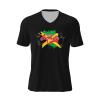 COIEN Jamaica Flag Jamaican Map5 T-Shirts Mens Casual Shirts V-Neck Short Sleeve Football Jersey, Large, Black view 1