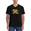 COIEN Jamaica Flag Jamaican Map5 T-Shirts Mens Casual Shirts V-Neck Short Sleeve Football Jersey, Large, Black view 2