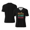 COIEN Faith Over Fear T-Shirts Man Casual Top V-Neck Short Sleeve Football Jersey Black, Medium view 3