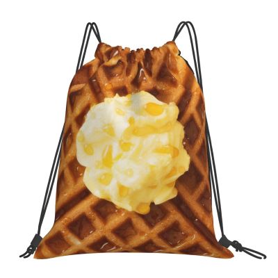 Xsovgoi Waffle Waterproof Drawstring Bag Lightweight Draw String Back Bag Gym Bag For Men Women