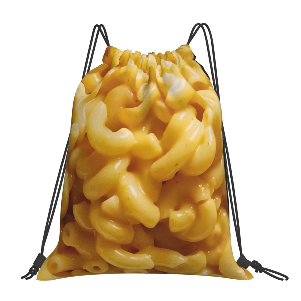 Xsovgoi Macaroni And Cheese Waterproof Drawstring Bag Lightweight Draw String Back Bag Gym Bag For Men Women