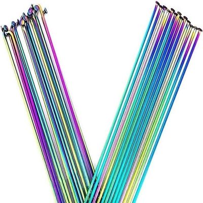 AXSMD Bicycle Spokes,Stainless Steel Bicycle Spokes, 2.0 Round Spoke J Curved/Straight Pull Head Color with Copper Cap 260mm (Color : J Bend 36pcs) (Color : J Bend 32pcs) (Color : Steaight 64pcs)