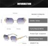 MTZJH Hexagon Rimless Sunglasses Square Women Retro Men Sun Glasses Eyewear UV400 Shades Female,Blue,one size view 2