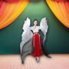 FixtureDisplays 1 PCS 1.5m Women Genuine Silk Belly Dance Fan Veil, Chinese-Style Watercolor Ink Gradient Color Dance Fan 21970-1D view 4
