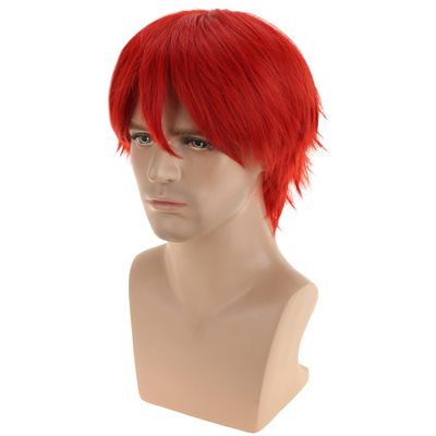 RightOn Red Wig Short Bright Red Costume Wig Red Wigs for Man and Woman Cosplay Party