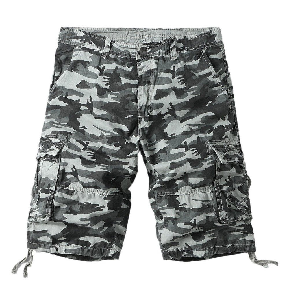 SWJGLITTR Mens Camouflage Cargo Shorts Casual Camo Summer Hiking Short Pant Lightweight Relaxed Cotton Outdoor Short (Grey Camouflage,40)