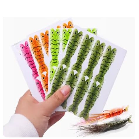 Cuoyuqie 8/10/12/16pcs Fly Tying Pre-Cut Shrimp Body Back Skin Material Trout Fishing Lures Baits DIY (Pink 25 * 7mm 16pcs)