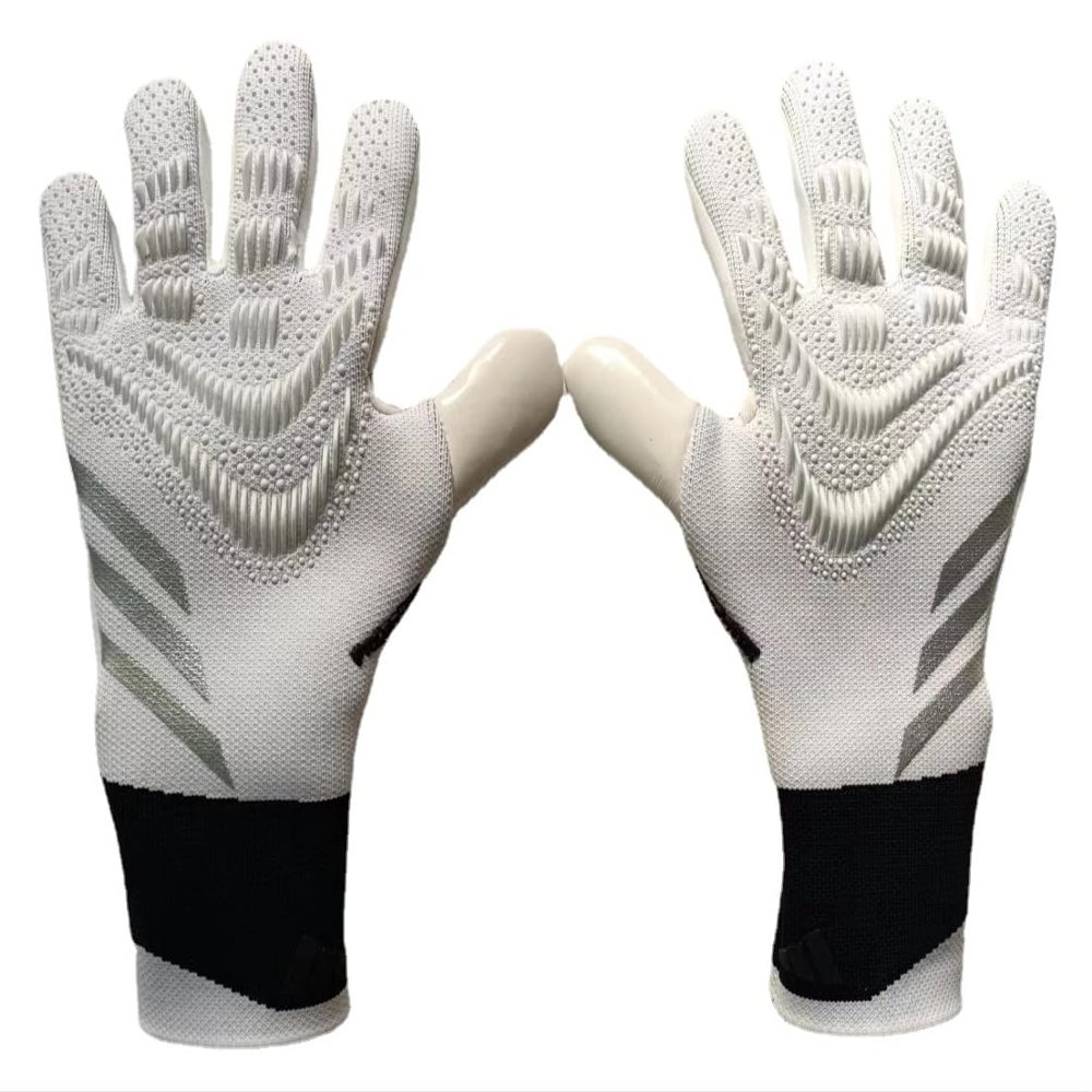 GJPWAKWM Soccer Goalkeeper Gloves Goalie Training Gloves Strong Grip Anti-Slip and Breathable for Adults and Children (White Black,8)