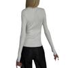 2024 Spring Simple Solid Color Wool Woven Top Women's Inner Wear Pit Strip Zipper Design Sense Slim Slim Long-Sleeved T-Shirt (Color : White, Size : Large) view 2