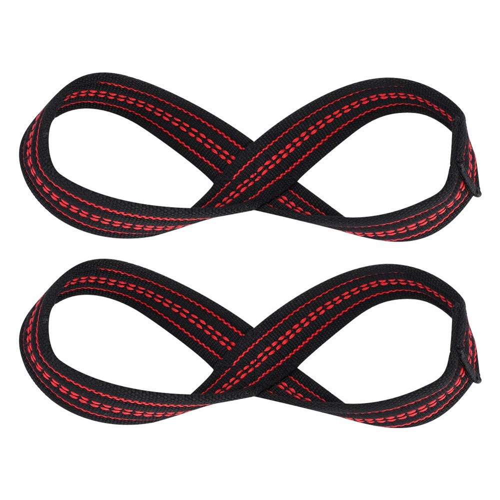 Alomejor Nylon Spandex Figure 8 Weight Lifting Straps Gym Support Sleeves Wear for Pull Up (S)