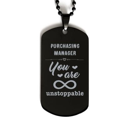 Dog Tag Necklace, Purchasing Manager, You are unstoppable, Black Stainless Steel Gift, Inspirational