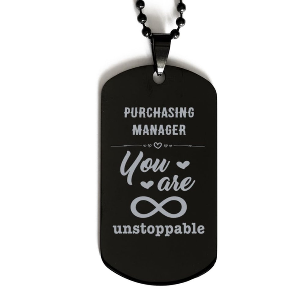 Dog Tag Necklace, Purchasing Manager, You are unstoppable, Black Stainless Steel Gift, Inspirational