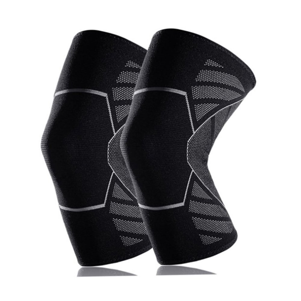 BUTIFULSIC 1pc Sports Knee Brace Silicone Strips Breathable Protective Sleeve for Basketball and Climbing Silver Grey for Injury Prevention and Support