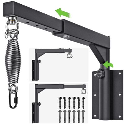 BeneLabel Wall Mount Heavy Bag Hanger with Spring and 360 Swivel 800 lbs Capacity Boxing Bag Bracket -Heavy Duty Punching Bag Hanging Kit with Adjustable Length and Height - Ideal for Home Gym