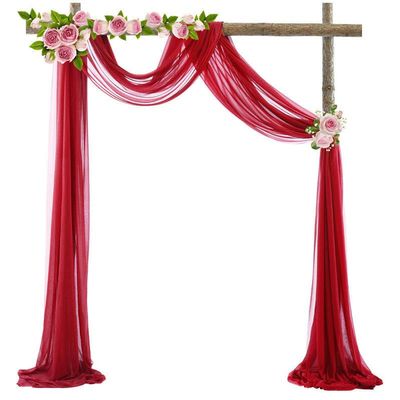 KeuLen Wedding Arch Draping Fabric,50 * 570cm 2PCS White Sage Green Wedding Arch Draping Fabric Chiffon Arch Drapes for Party Outdoor Decor Table Runner Sheer (Color : Red)