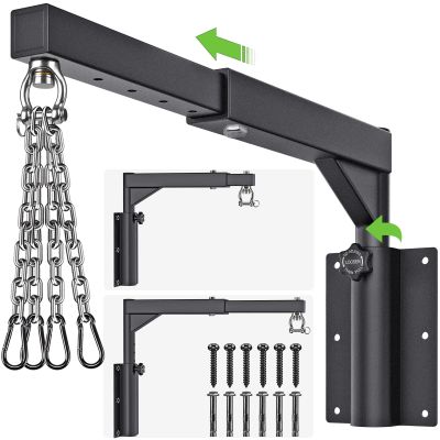 BeneLabel Wall Mount Heavy Bag Hanger with Chain 360 Swivel Punching Bag Hanging Kit with Adjustable Length & Heigth Boxing Bag Bracket for Home Gym - Holds up to 800 lbs fit for Most Heavy Bags