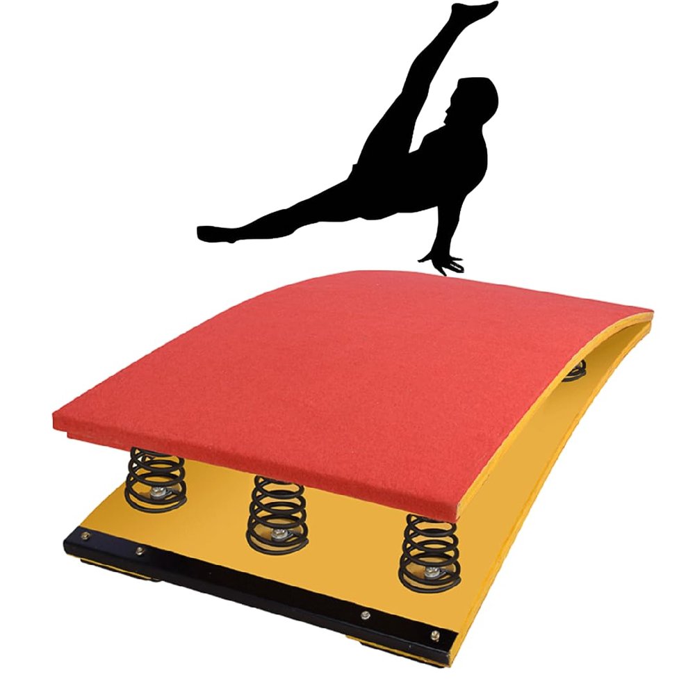 EliteBloom Junior Vault Wood Curved Heavy Dutyelastic Board, Sport Equipment for Vaulting Training Orteens Backflip High Jump (Red 6 Springs/120Cm/47.24In)