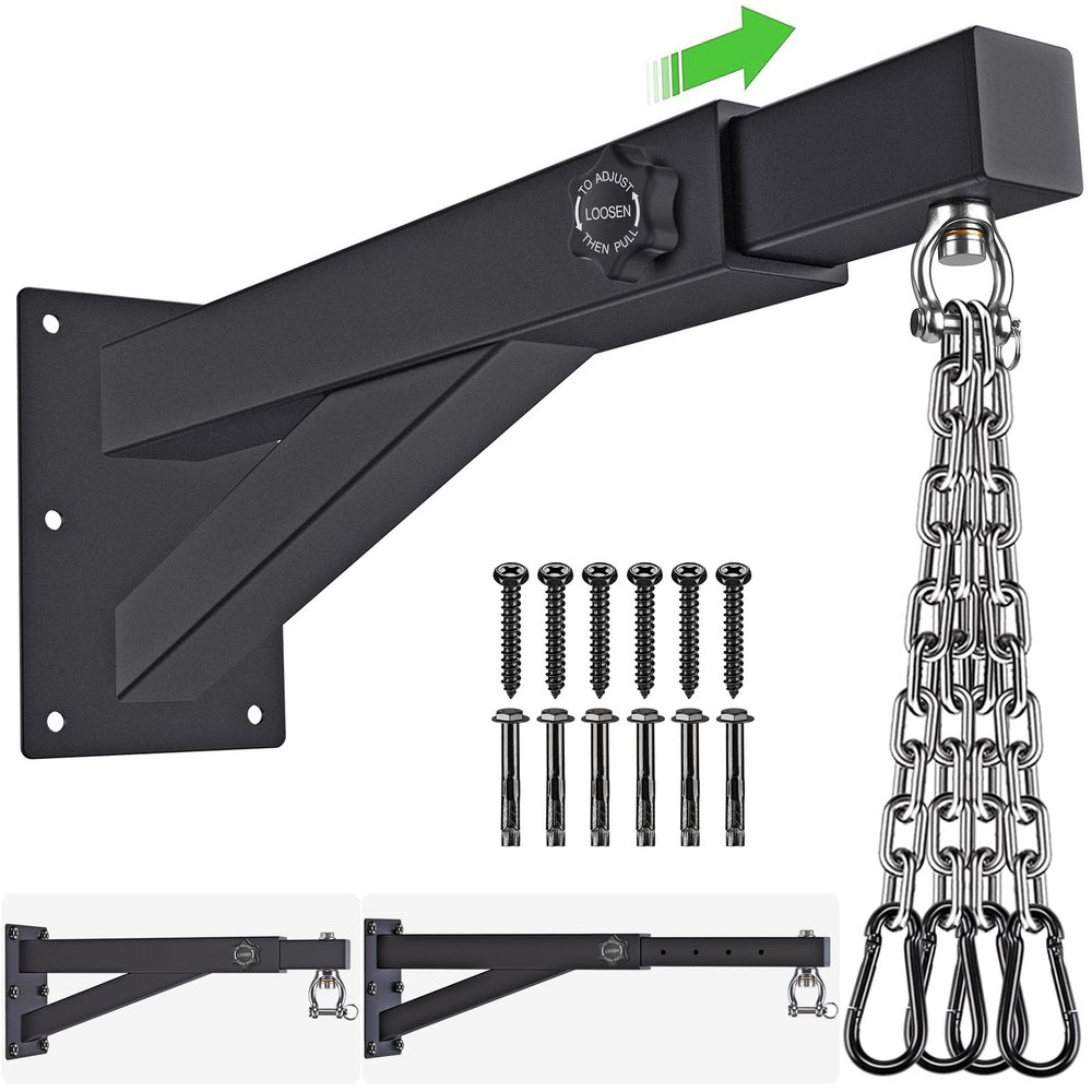 BeneLabel 800 LB Capacity Wall Mount Punching Bag Hanger with Chain Adjustable Length 17-25 inch Heavy Bag Bracket Boxing Bag Hanging Kit for MMA, Muay Thai, Speed Bag