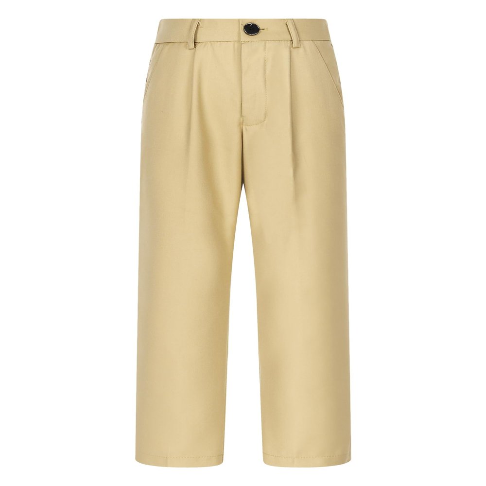 JEYPINMI Boys School Uniform Pant Kids Pull-on Relaxed Fit Stretch Long Trousers Formal Dressy Suit Pants Khaki 2-3 Years