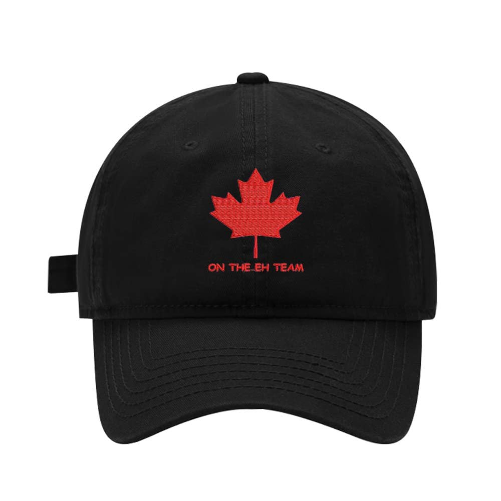 Baseball Cap Mens Women On The Eh Team Canada 1 Embroidered Unisex Cotton Adjustable Outdoor Dad Hats for Men (Black,7 1/2)