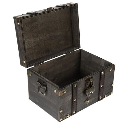 Cabilock Pirate Treasure Chest Storage Box with Lock 8.66X5.90X5.31In Multi-Functional Wooden Organizer for Jewelry Documents Keepsakes