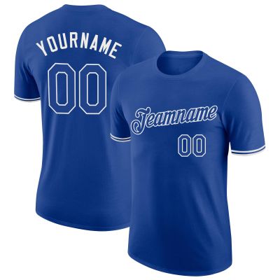 Pisting Personalized Blue Baseball T-Shirt Customized Sports Jersey for Youth Men Women Teens Boys Girls Design Your Own Team Uniform Print Name Number Logo, Casual Short Tee Shirts with White Text