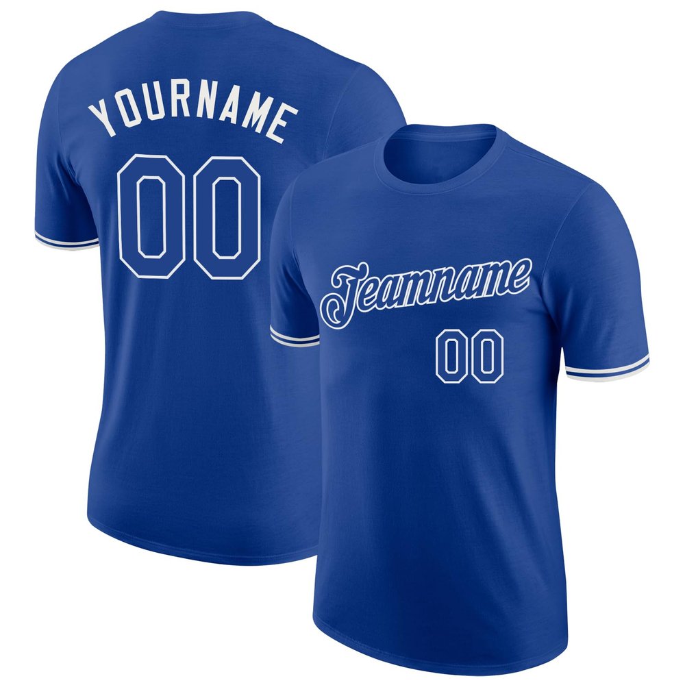 Pisting Personalized Blue Baseball T-Shirt Customized Sports Jersey for Youth Men Women Teens Boys Girls Design Your Own Team Uniform Print Name Number Logo, Casual Short Tee Shirts with White Text