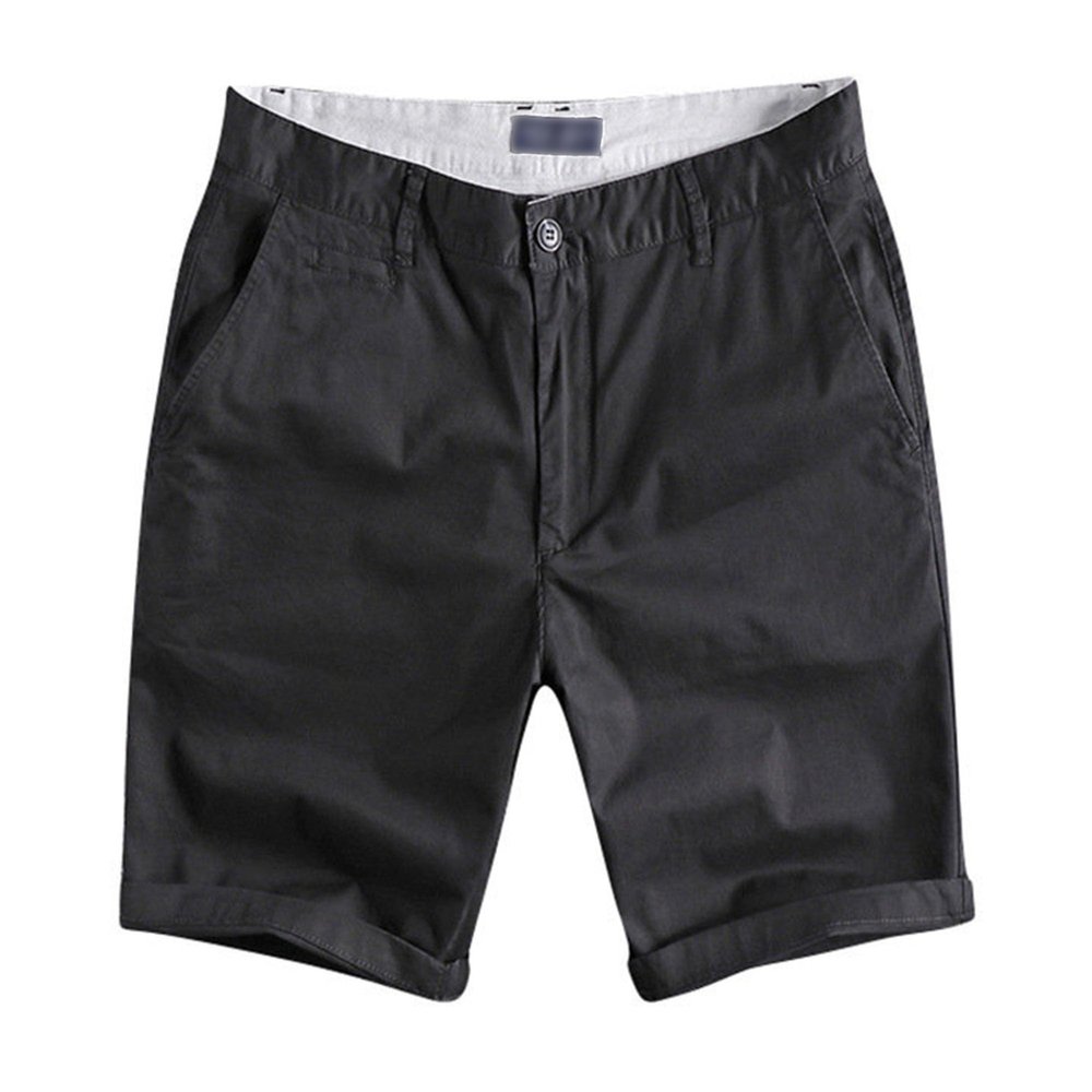 Mens Casual Athletic Cotton Shorts Cargo Work Hiking Shorts Pant Summer Classic Relaxed Fit Short (Black,34)