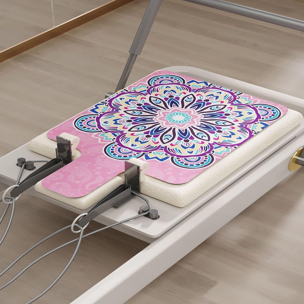ZGSDTF Pilates Reformer Machine Mat 1.5mm Thin, Strong Fit, Sweat-Absorbent, Non-Slip, Foldable and WashablePinkish Purple
