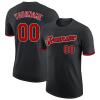 Personalized Black Baseball T-Shirt Customized Sports Jersey for Youth Men Women Teens Boys Girls Design Your Own Team Uniform Print Name Number Logo, Casual Short Tee Shirts with Red Text view 1