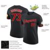 Personalized Black Baseball T-Shirt Customized Sports Jersey for Youth Men Women Teens Boys Girls Design Your Own Team Uniform Print Name Number Logo, Casual Short Tee Shirts with Red Text view 2