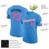 Pisting Personalized Blue Baseball T-Shirt Customized Sports Jersey for Youth Men Women Teens Boys Girls Design Your Own Team Uniform Print Name Number Logo, Casual Short Tee Shirts with Pink Text view 2
