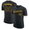 Personalized Black Baseball T-Shirt Customized Sports Jersey for Youth Men Women Teens Boys Girls Design Your Own Team Uniform Print Name Number Logo, Casual Short Tee Shirts with Yellow Text view 1