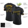 Personalized Black Baseball T-Shirt Customized Sports Jersey for Youth Men Women Teens Boys Girls Design Your Own Team Uniform Print Name Number Logo, Casual Short Tee Shirts with Yellow Text view 2