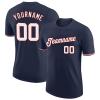Custom Navy Blue T-Shirt Baseball Jersey for Youth Men Women Teens Boys Girls Personalized Team Uniform with Name Number Logo Print Front and Back, Sports Short Tee Shirts with White Red Text view 1