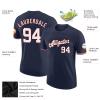 Custom Navy Blue T-Shirt Baseball Jersey for Youth Men Women Teens Boys Girls Personalized Team Uniform with Name Number Logo Print Front and Back, Sports Short Tee Shirts with White Red Text view 2