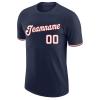 Custom Navy Blue T-Shirt Baseball Jersey for Youth Men Women Teens Boys Girls Personalized Team Uniform with Name Number Logo Print Front and Back, Sports Short Tee Shirts with White Red Text view 3
