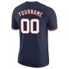 Custom Navy Blue T-Shirt Baseball Jersey for Youth Men Women Teens Boys Girls Personalized Team Uniform with Name Number Logo Print Front and Back, Sports Short Tee Shirts with White Red Text view 4