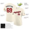 Cream White Short T-Shirt Custom Baseball Jersey for Youth Men Women Teens Boys Girls Personalized Team Uniform with Name Number Logo Print Front and Back, Sports Tee Shirts with Red Text view 2