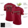 Personalized Deep Red Baseball T-shirt Customized Sports Jersey for Youth Men Women Teens Boys Girls Design Your Own Team Uniform Print Name Number Logo, Casual Short Tee Shirts with Black Text view 2