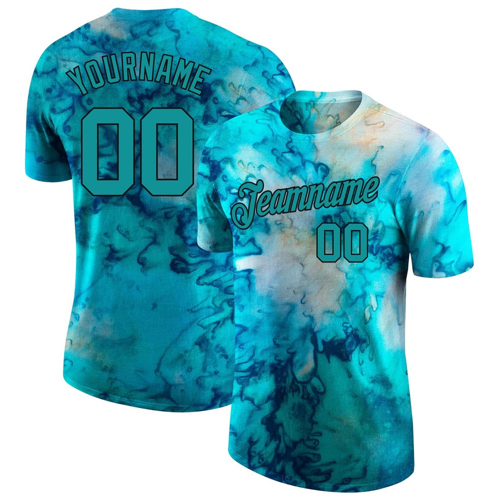 Custom Tie Dye Style Baseball T-Shirt Sports Jersey for Youth Men Women Teens Boys Girls Personalized Team Uniform with Name Number Logo Print Front and Back, Green Casual Short Tee Shirts