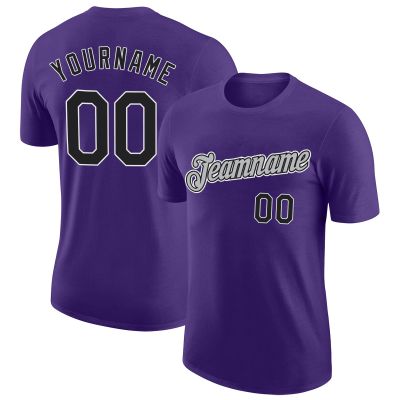 Personalized Purple Baseball T-Shirt Customized Sports Jersey for Youth Men Women Teens Boys Girls Design Your Own Team Uniform Print Name Number Logo, Casual Short Tee Shirts with Black Grey Text