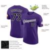 Personalized Purple Baseball T-Shirt Customized Sports Jersey for Youth Men Women Teens Boys Girls Design Your Own Team Uniform Print Name Number Logo, Casual Short Tee Shirts with Black Grey Text view 2