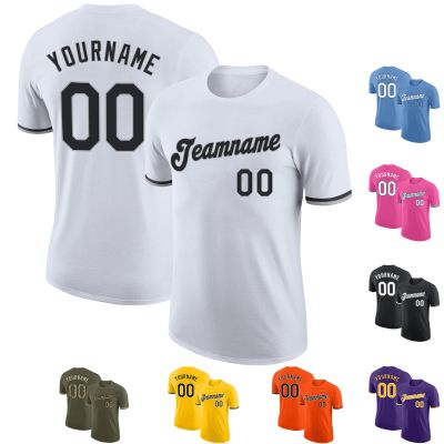 Design Your Own Short Casual T-Shirt White Black, Custom Baseball Team Jerseys with Printed Name Number Logo, Made Sports Uniform Outfits for Running Hiking Party for Men Women Teens Youth Boys Girls