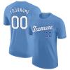 Custom Light Blue T-Shirt Baseball Jersey for Youth Men Women Teens Boys Girls Personalized Team Uniform with Name Number Logo Print Front and Back, Sports Short Tee Shirts with White Text view 1