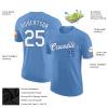 Custom Light Blue T-Shirt Baseball Jersey for Youth Men Women Teens Boys Girls Personalized Team Uniform with Name Number Logo Print Front and Back, Sports Short Tee Shirts with White Text view 2