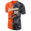 Custom Orange and Black Baseball T-Shirt Sports Jersey for Youth Men Women Teens Boys Girls Personalized Team Uniform with Name Number Logo Print Front and Back view 4